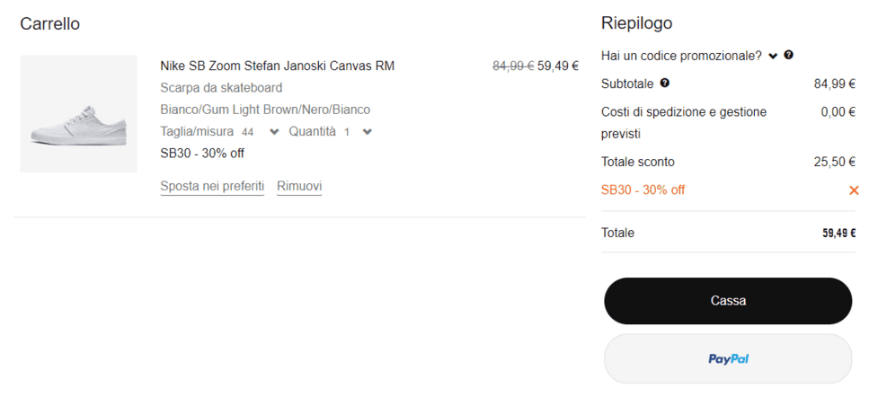Nike codice promozionale best sale